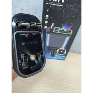 4-In-1 PD30W Car Fast Charger USB Type-C Power Adapter Retractable Phone Stars